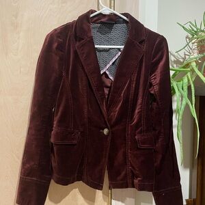 Maeve Velvet Blazer in Deep Burgundy